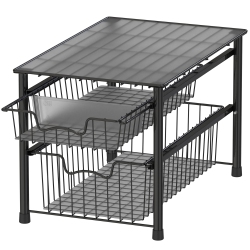 SIMPLE HOUSEWARE Simplehouseware 2 Tier Stackable Pull Out Sliding Basket Organizer Drawer In Black