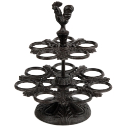 VIXDONOS Rustic Egg Holder Cast Iron Egg Rack Rooster Egg Tray for 12 Fresh Eggs