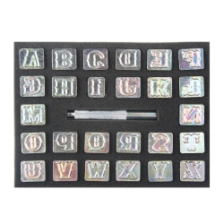 OWDEN Professional 27 Pieces Alphabet Stamp Tool Set for Leathercraft (3/4 Inch, 19 MM Tall), Leather Stamp Tools