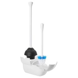 OXO Good Grips Hideaway Toilet Brush And Plunger Combination Set In White