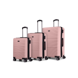 BUGATTI - Brussels 3 Piece Hardside Luggage Set With Expansion - In Pink