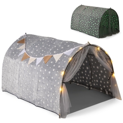 GYMAX Kids Bed Tent Children Bed Canopy W/glow In The Dark Fabric Washable Flannel