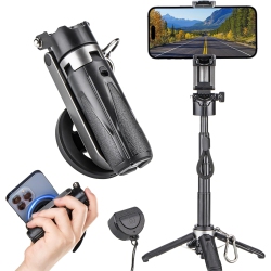 MYACUC Selfie Stick for Travel, Phone Tripod Stand for Vlog Selfie, Portable Selfie Stick \w Rechargeable Remote, Extendable Detachable Cell Phone