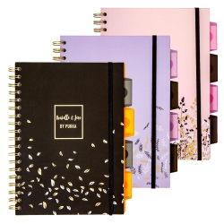 PUKKA PAD , 5 Subject Spiral Notebook 3, Pack \w Repositionable Dividers, 200 Pages Of 80Gsm Paper \w Perforated Edges, Rochelle & Jess, B5, 7 X 10In