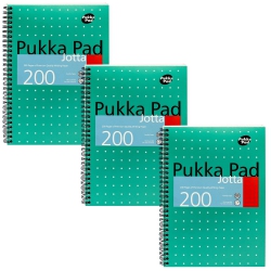 PUKKA PAD , B5 Metallic Jotta Book 3, Pack for Home, School, And Office, 10 X 8 In, Wirebound Notebook \w 8MM Lines And 80Gsm Paper, Features