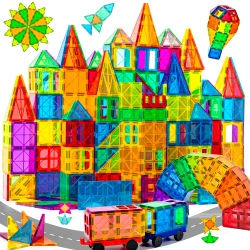 COSSY 120PCs Magnet Tiles Magnetic 3D Building Blocks Set Educational Construction Toys for 3+ Year Kids With Stronger M