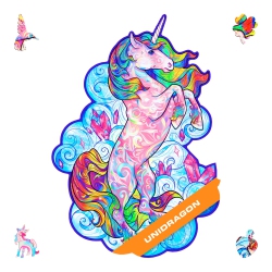 UNIDRAGON Wooden Jigsaw Puzzles - Inspiring Unicorn, 313 PCs, King Size 12.2"x16.1", Beautiful Gift Package, Unique Shap