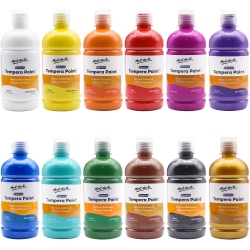 MONT MARTE Tempera Paint Set 12PC X 500Ml (16.9 Us Fl.oz), 12 Bottles Of Tempera Style Kids Paint, Washable Tempera Pain