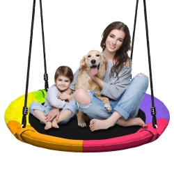 HISECOME 40 Inch Saucer Tree Swing Set for Kids Adults 500Lb Weight Capacity Waterproof Flying Swing Seat Outdoor Playground, Bac