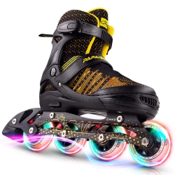 PAPAISON Fly Knitting Upper Adjustable Illuminating Inline Skates for Boys And Girls With Full Light Up Wheels, Beginner