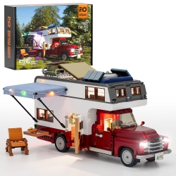 FUNWHOLE Lighting Camper-Van Building Set - The Camper Vehicles Construction Building Model Set 1741 PCs for Teen And Ad