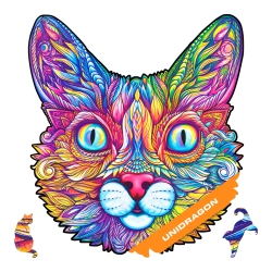 UNIDRAGON Original Wooden Jigsaw Puzzles - Impressive Cat, 300 PCs, King Size 12.2"x13.8", Beautiful Gift Package, Uniqu