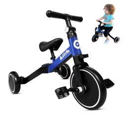 JOLLITO 5-In-1 Toddler Tricycle for 1-3 Years Old, Kids Pushbike Balance Bike, Baby Ride-On, Indoor/outdoor Toddler Bike