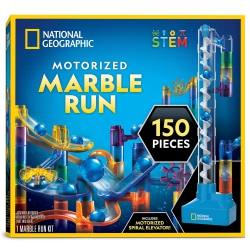 BLUE MARBLE National Geographic Marble Run With Motorized Elevator - 150-Piece Marble Maze Kit With Motorized Spiral Lift, 30 Marble