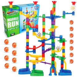 MARBLE GENIUS Marble Run Super Set - 150 Complete Pieces (85 Translucent Marbulous PCs + 65 Glass Marbles Set), Marble R