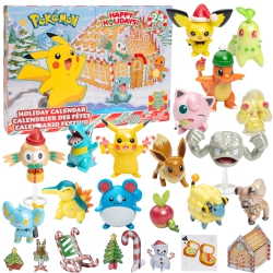 JAZWARES Pokemon 2023 Holiday Advent Calendar for Kids, 24 Piece Gift Playset - Set Includes Pikachu, Eevee, Jigglypuff And More