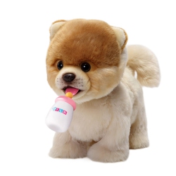 CU-MATE Electronic Walking Pomeranian Stuffed Dog Toy, Realistic Interactive Puppy Robot Pet Dog, Walking, Barking, Wagging Tail