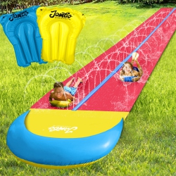JAMBO 31.5 Ft Xxl Slip Splash And Slide With Inflatable Crash Pad (Double Lane), Heavy Duty Water Slide Splash Mat Outdo