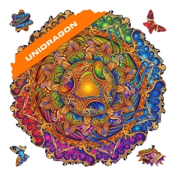 UNIDRAGON Original Wooden Jigsaw Puzzles - Mandala Inexhaustible Abundance, 350 PCs, King Size 13"x13", Beautiful Gift P