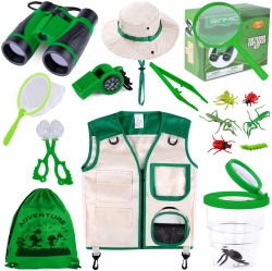 GINMIC Kids Explorer Kit & Bug Catching Kit, 16 PCs Outdoor Exploration Kit for Kids Camping With Binoculars, Adventure