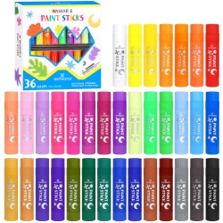 WINSONS Tempera Paint Sticks, 36 Vibrant Colors Washable Paint Sticks for Kids, Quick Drying, Non-Toxic, Suitable for Paper, Wood