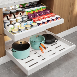 FENGBIAO 2 Packs Pull Out Cabinet Organizer, Expandable(12.4"-20.4") Drawer Organizer, Pull Out Drawers Fixed With Adhesive Nano