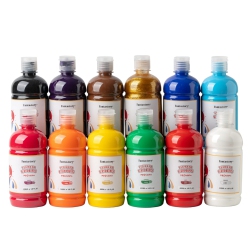 FANTASTORY Tempera Paint for Kids 12 Colors (16.9 OZ /500Ml) Washable Tempera Paint, Kids Poster Paint Sponge Painting