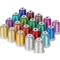 NEW BROTHREAD 20 Assorted Colors Metallic Embroidery Machine Thread Kit 500M (550Y) Each Spool for Computerized Embroide
