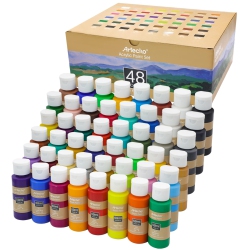 ARTECHO Acrylic Paint Set Of 48 Color Paints, Halloween Decorations, 2Ounce/59Ml Vibrant Acrylic Paint for Art Paint, De