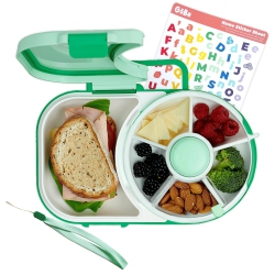 GOBE Kids Lunchbox - Reusable Snack Container With 5 Compartment Dispenser And Lid | Bpa And Pvc Free | Dishwasher Safe