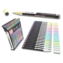 TOOLI-ART Acrylic Paint Markers Paint Pens Special Colors Set for Rock Painting, Canvas, Fabric, Glass, Mugs, Wood, Cera