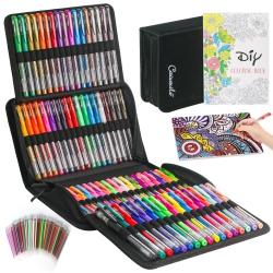 CAISEXILE Glitter Gel Pens Set for Adult Coloring With Canvas Case, 88 Gel Pens Comes With 88 Refills for Coloring Books