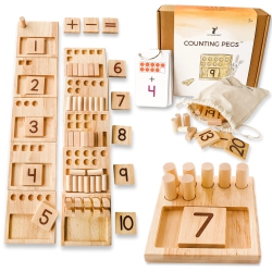 LITTLE BUD KIDS Counting Pegs Ten Frame Math Game - Number Peg Boards With Addition & Subtraction Flash Cards, A Number Learning Resourc