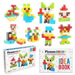 PICASSOTILES 102 Pieces 1" Magnetic Toy Building Block Cubes Building Block, 3D Cube Construction Cubes Magnet Sensory T