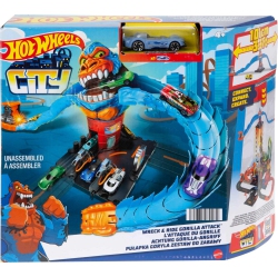HOT WHEELS City Toy Car Track Set, Gorilla Grapple Playset With 1:64 Scale Vehicle, 5-Ft Long Bendable Track, Connects T