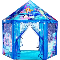 MNAGANT Princess Mermaid Kids Play Tent - Large Playhouse for 3-12 Year Old Girls, Indoor Outdoor Castle Toy for Toddler