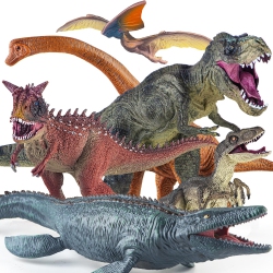 BOKABOKA 6 Pack Big Dinosaur Toys Set, Realistic-Looking Dino T-Rex Carnotaurus, Blue Velociraptor, Mosasaurus Toy for Boy