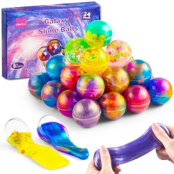 ANKYLE 24 Pack Galaxy Slime Party Favors for Kids Slime Balls Bulk Stretchy & Non-Sticky Diy Stress Relief Putty Toy Bir