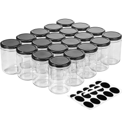RITAYEDET Glass Candle Jars With Airtight Metal Lids, 12 OZ Wide Mouth Mason Jars Canning Jars, 20 Pack Small Glass Jars