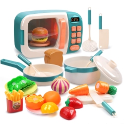 CUTE STONE Kids Play Kitchen Set, Pretend Play Microwave Toys, Kitchen Oven With Play Food, Play Cookwares Toy Pot And P