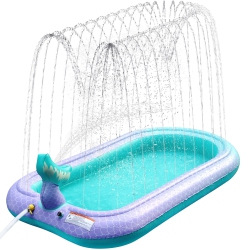 ANCESFUN 68" Sprinkler & Splash Pad for Kids, Large Outdoor Sprinklers Play Mat Summer Water Play Toys Pool Inflatable Mermaid Sp
