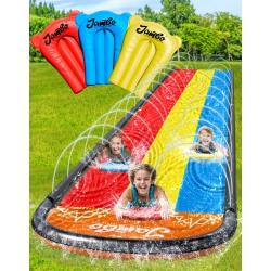 JAMBO Triple Lane Slip, Splash And Slide, Heavy Duty Water Slide for Backyards With 3 Boogie Boards | Water Slide Waters