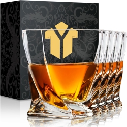 KITNATS Old Fashioned Whiskey Glasses 10 OZ Rocks Glasses Set Of 4, Gift Box - Barware for Bourbon, Scotch, Rum Glasses