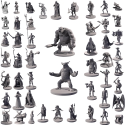 PATH GAMING 50 Unique Miniatures Fantasy Tabletop Rpg Figures for Dungeons And Dragons, Pathfinder Roleplaying Games. Bulk Unpainted