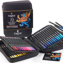 CASTLE ART SUPPLIES 72 Colored Pencils Zipper-Case Set | Quality Soft Core Coloring Pencils for Adults, Professionals An