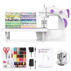 KPCB TECH Mini Sewing Machine [Full Set] With Finger Guard And Fabric Bundles, Sewing Machine for Beginners With Extensi