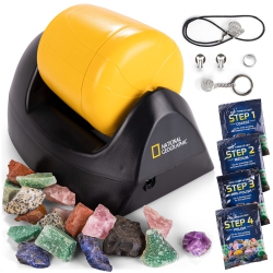 BLUE MARBLE National Geographic Starter Rock Tumbler Kit-Includes Rough Gemstones, 4 Polishing Grits, Jewelry Fastenings And Detaile