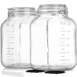 SOVIETIEP Wide Mouth Large Glass Jar With Airtight Lid, 1 Gallon Glass Jar W Hinged Lids And Scale Marks, Large Mason Ja
