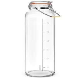 QIANFENIE 2 Gallon Glass Jar With Airtight Lid(7600Ml), Gallon Airtight Glass Storage Jar With Stainless Steel Handle