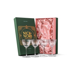 GLASSIQUE CADEAU Vintage Art Deco Nick And Nora Coupe Glasses | Set Of 4 | 5 OZ Crystal Ribbed Cocktail Glassware for Drinking Classic Gi
